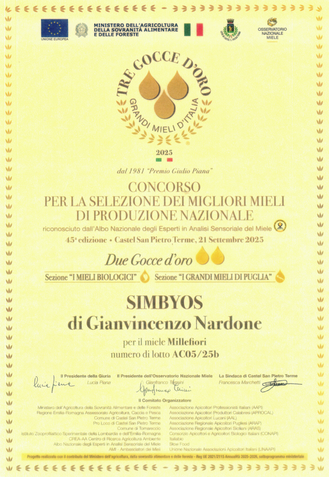 Anteprima dell'attestato Due Gocce d'Oro 2025
